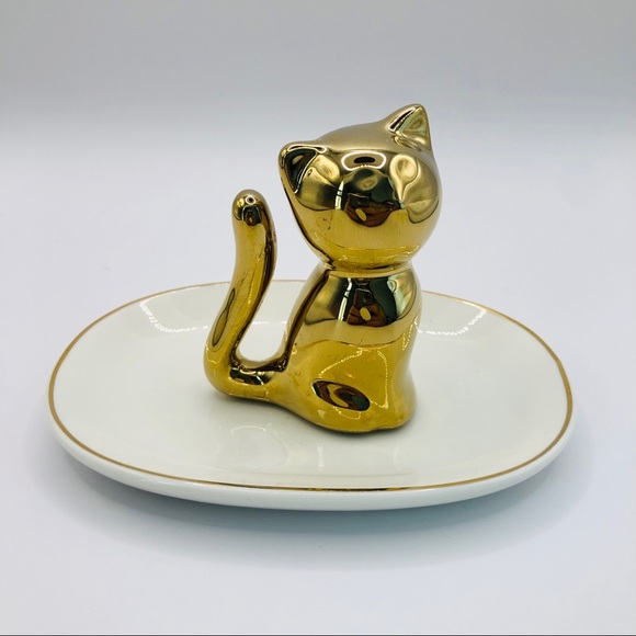 Gold Cat Trinket Dish - Picture 1 of 6